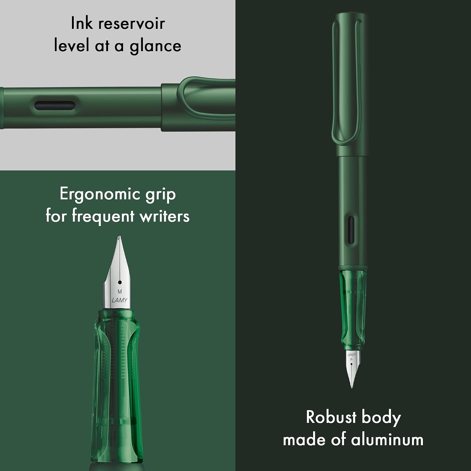 image:imageLAMY ALstar black Fountain Pen with ergonomic grip amp black steel nib in size M lightweight aluminum body including LAMY T 10 blue cartridge RightHandedpine