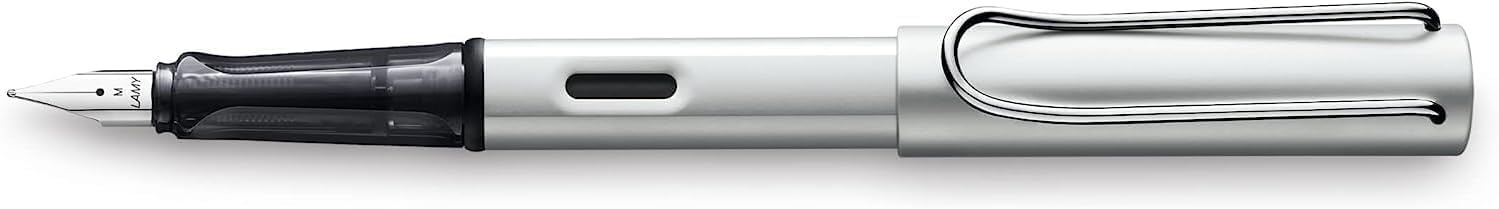 image:imageLAMY ALstar black Fountain Pen with ergonomic grip amp black steel nib in size M lightweight aluminum body including LAMY T 10 blue cartridge RightHandedwhitesilver