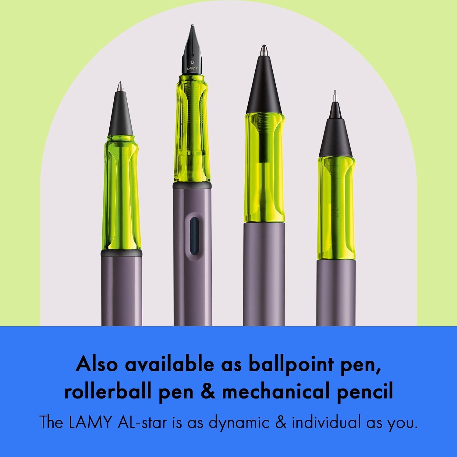 image:imageLAMY ALstar black Fountain Pen with ergonomic grip amp black steel nib in size M lightweight aluminum body including LAMY T 10 blue cartridge RightHandedaubergine