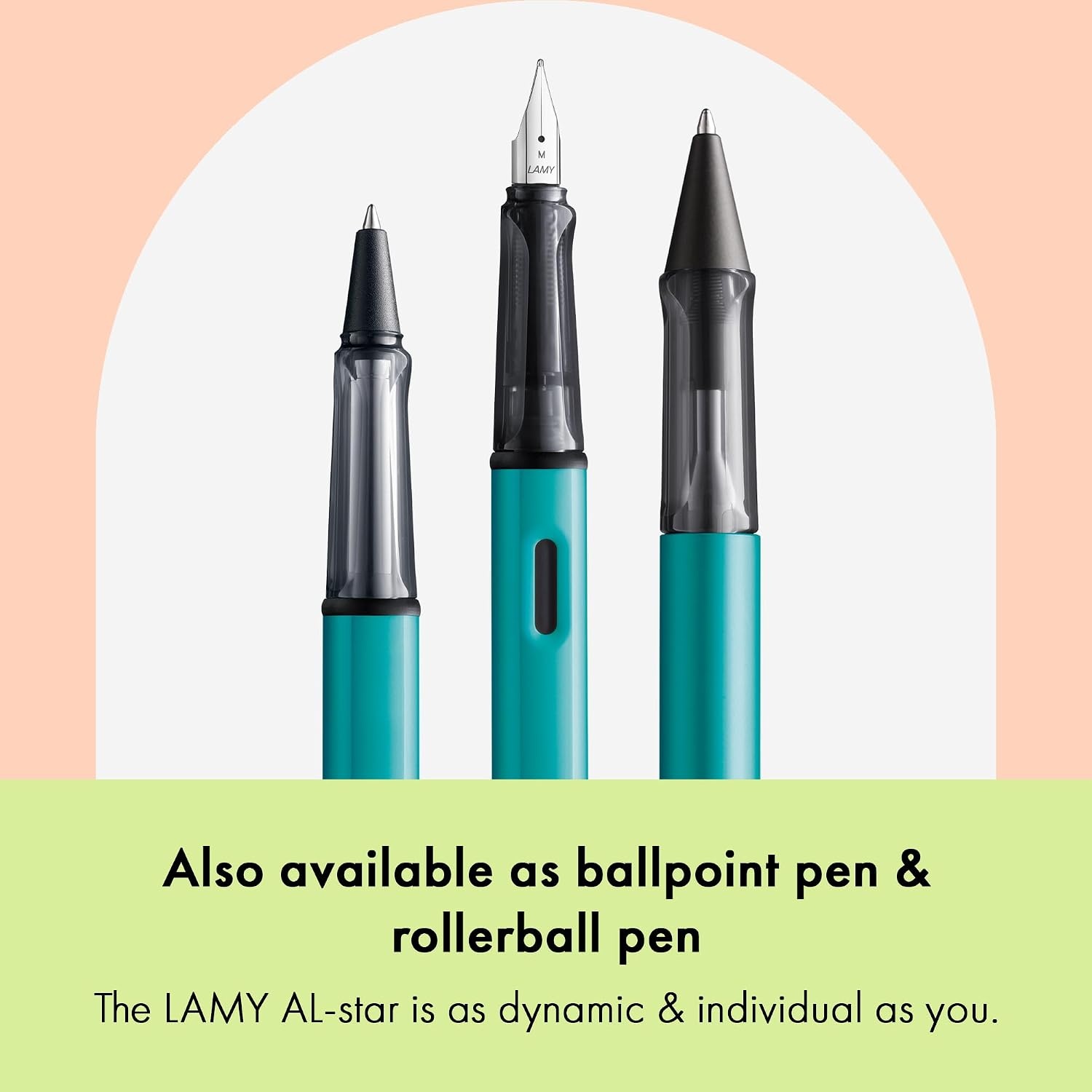 image:imageLAMY ALstar black Fountain Pen with ergonomic grip amp black steel nib in size M lightweight aluminum body including LAMY T 10 blue cartridge RightHandedturmaline