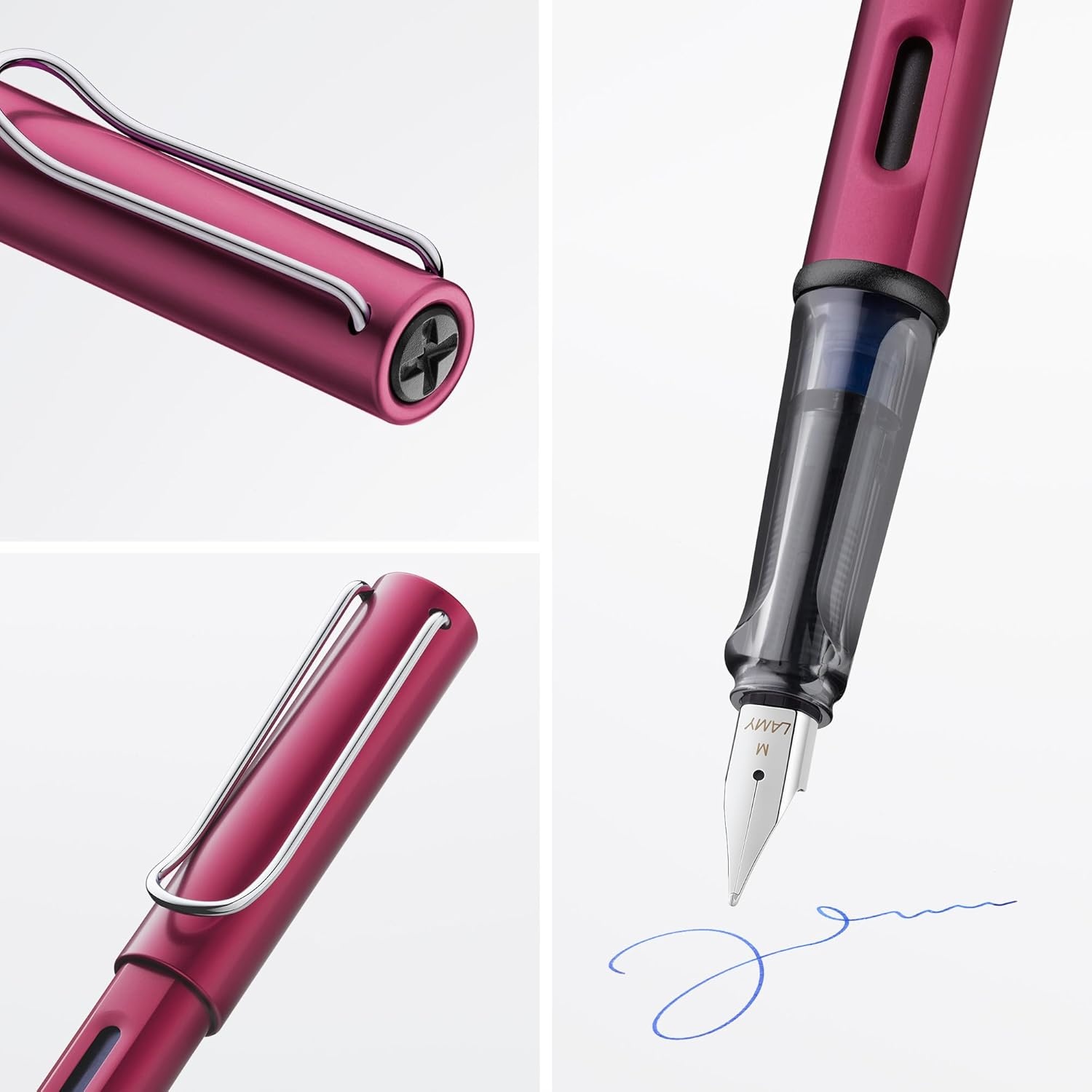 image:imageLAMY ALstar black Fountain Pen with ergonomic grip amp black steel nib in size M lightweight aluminum body including LAMY T 10 blue cartridge RightHandedblack purple