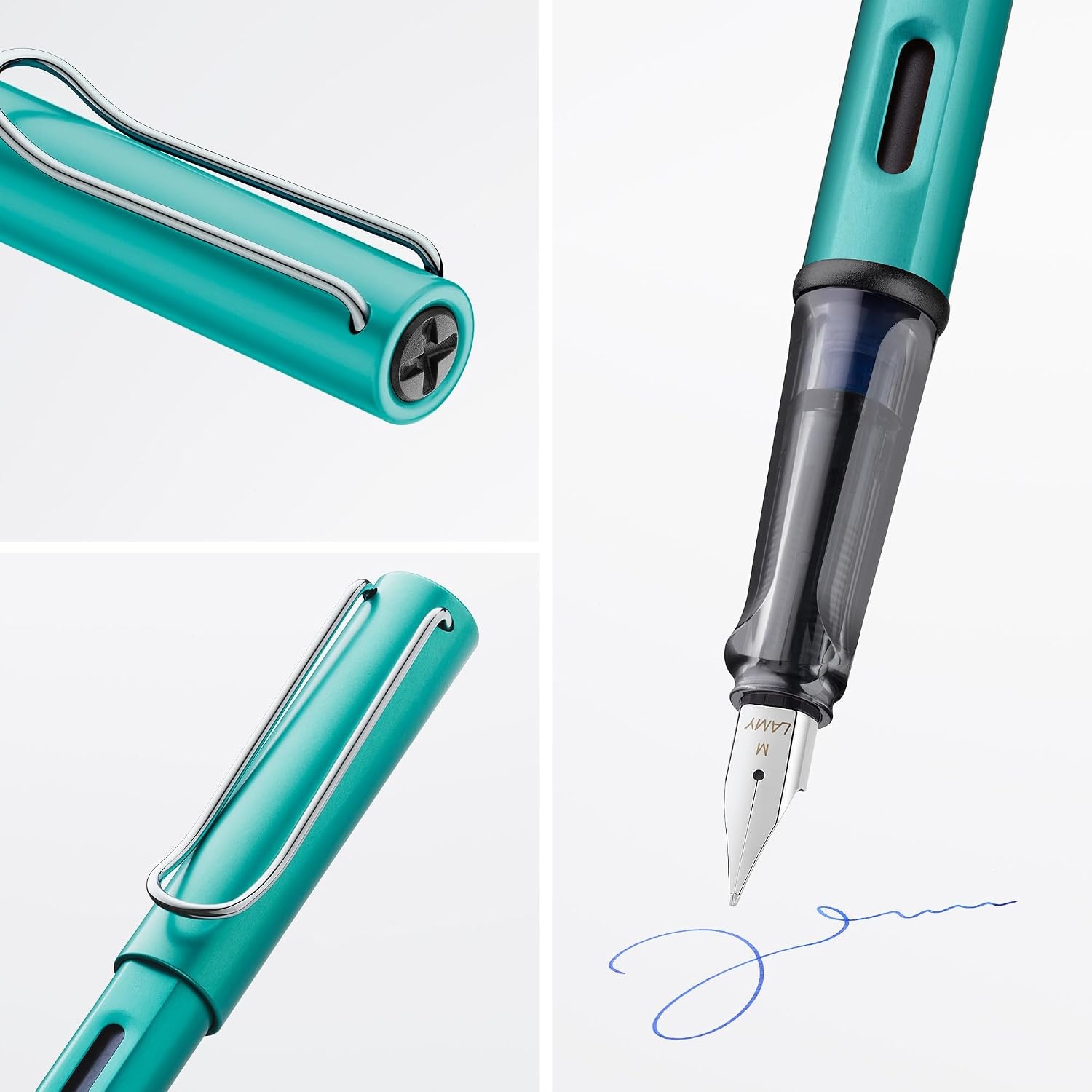 image:imageLAMY ALstar black Fountain Pen with ergonomic grip amp black steel nib in size M lightweight aluminum body including LAMY T 10 blue cartridge RightHandedturmaline
