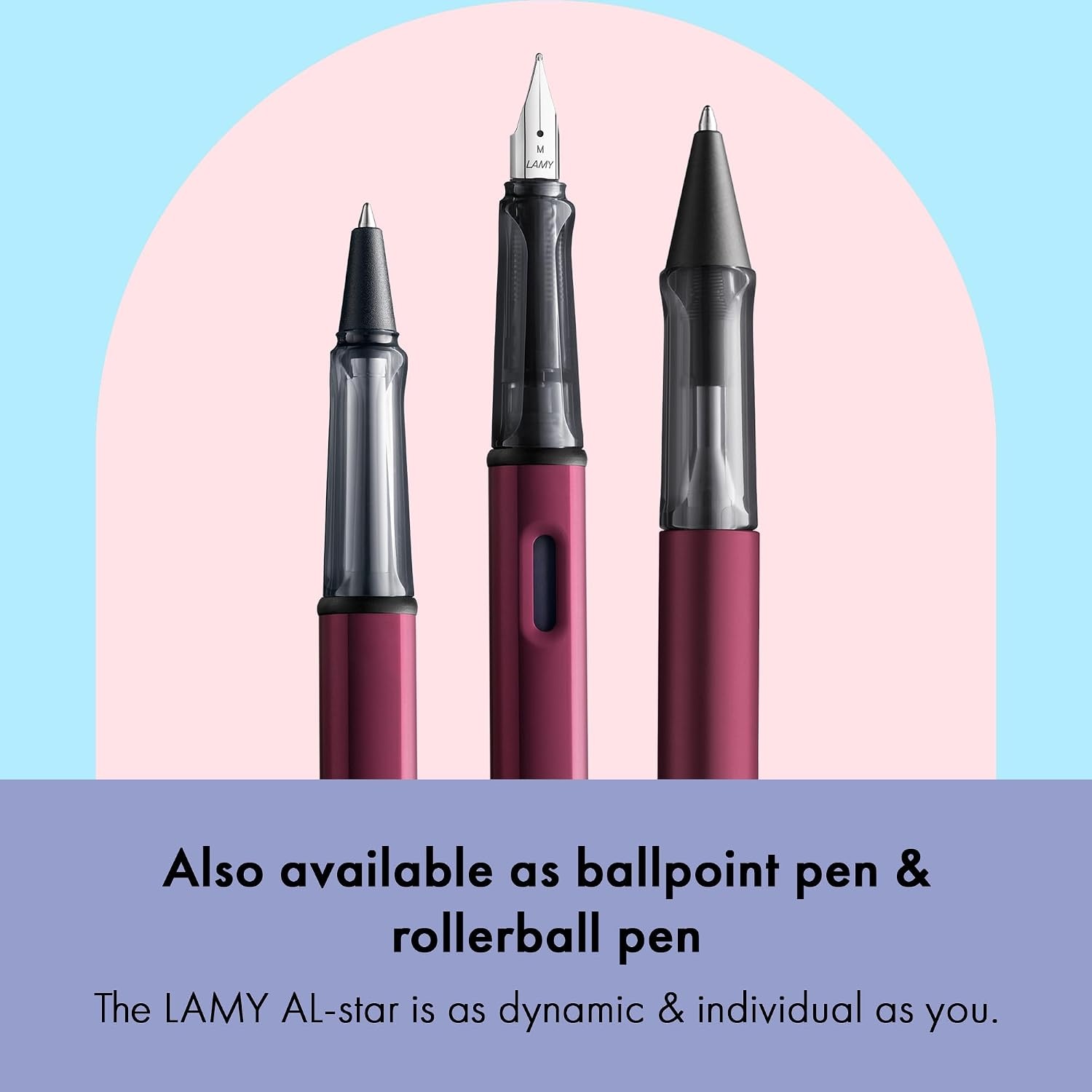 image:imageLAMY ALstar black Fountain Pen with ergonomic grip amp black steel nib in size M lightweight aluminum body including LAMY T 10 blue cartridge RightHandedblack purple