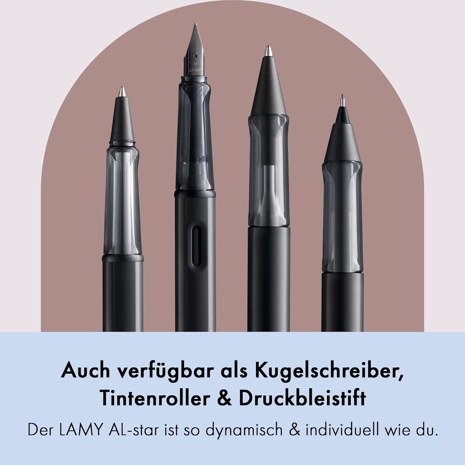 image:imageLAMY ALstar black Fountain Pen with ergonomic grip amp black steel nib in size M lightweight aluminum body including LAMY T 10 blue cartridge RightHandedblack