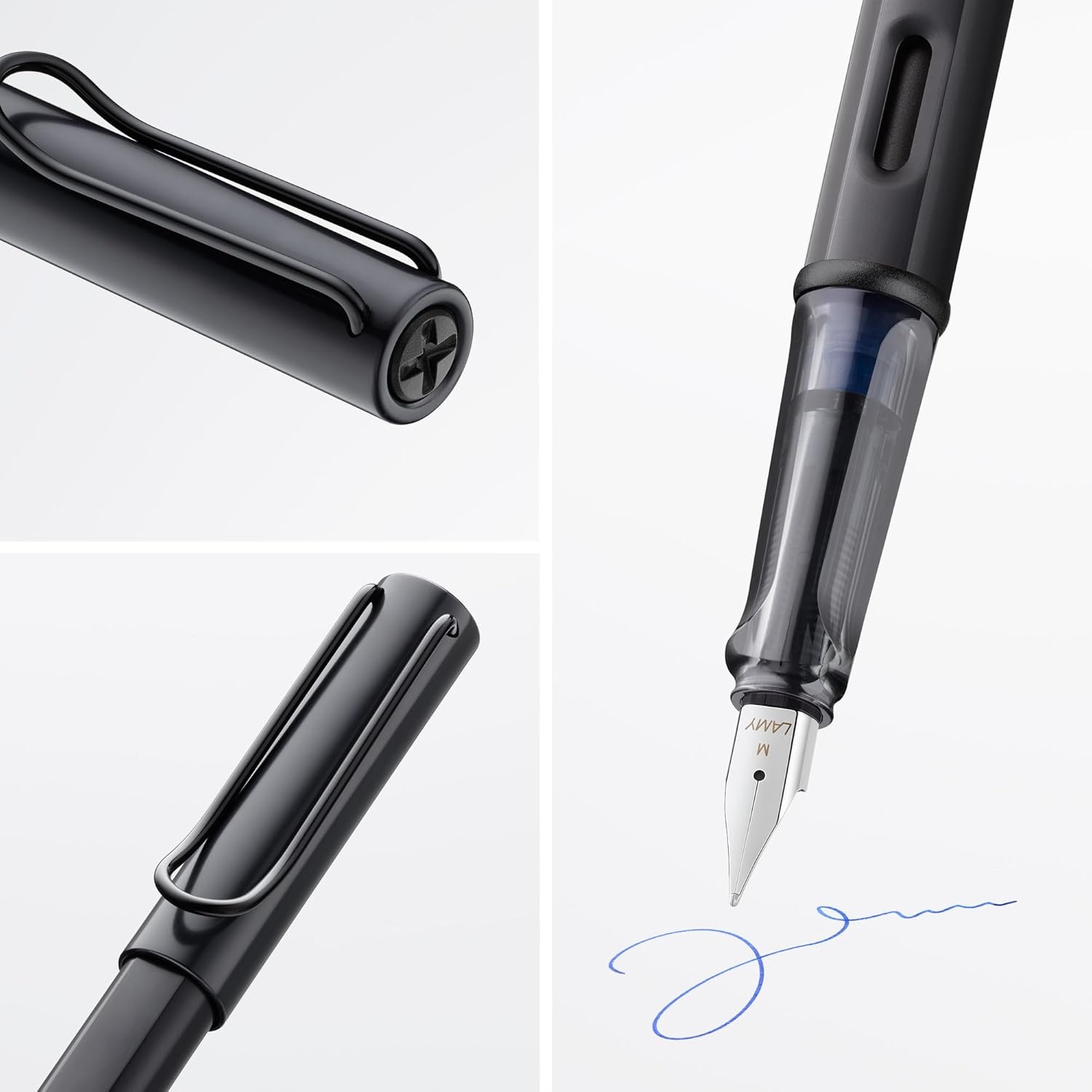image:imageLAMY ALstar black Fountain Pen with ergonomic grip amp black steel nib in size M lightweight aluminum body including LAMY T 10 blue cartridge RightHandedblack