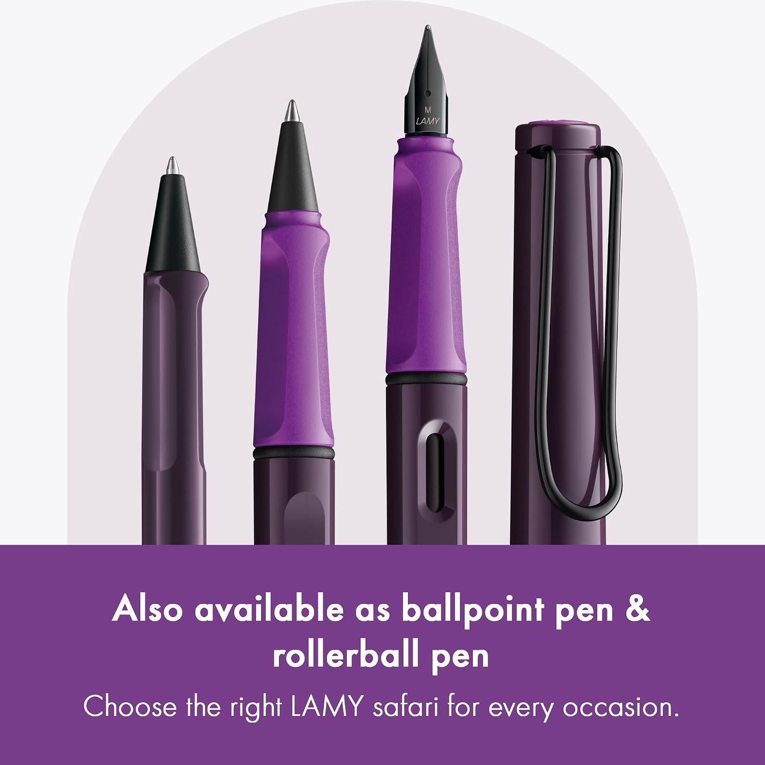 image:imageLAMY safari umbra Fountain Pen with ergonomic grip amp black steel nib in size M ideal for any Writing amp Calligraphy including LAMY T 10 blue cartridge RightHandedvioletblackberry