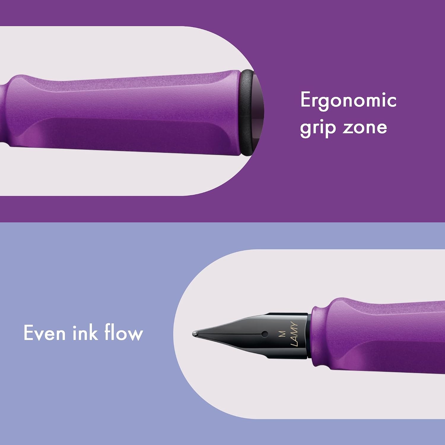 image:imageLAMY safari umbra Fountain Pen with ergonomic grip amp black steel nib in size M ideal for any Writing amp Calligraphy including LAMY T 10 blue cartridge RightHandedvioletblackberry