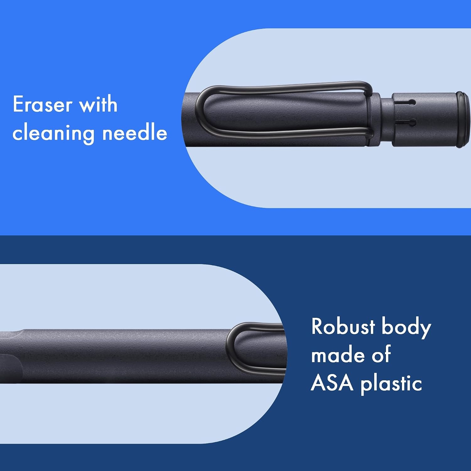 image:imageLAMY safari white Mechanical Pencil with ergonomic grip amp body made of robust ASA plastic ideal for drawing amp writing including LAMY M 41 fine line refill 05 mm amp eraser tipSteel Black