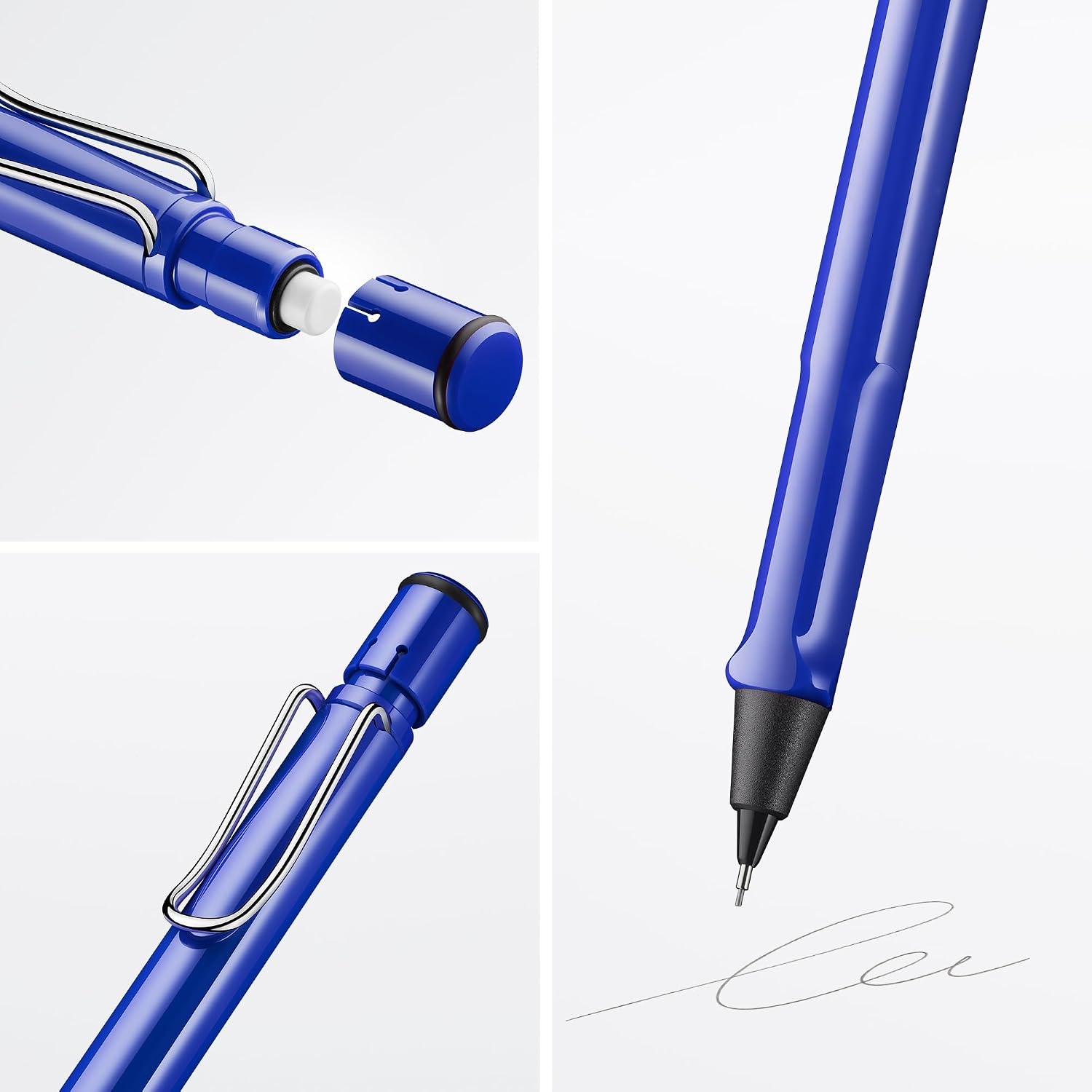image:imageLAMY safari white Mechanical Pencil with ergonomic grip amp body made of robust ASA plastic ideal for drawing amp writing including LAMY M 41 fine line refill 05 mm amp eraser tipBlue