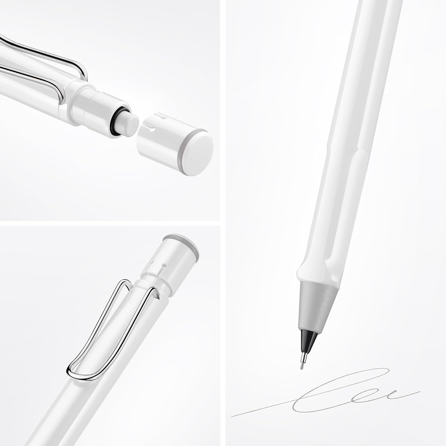 image:imageLAMY safari white Mechanical Pencil with ergonomic grip amp body made of robust ASA plastic ideal for drawing amp writing including LAMY M 41 fine line refill 05 mm amp eraser tipWhite