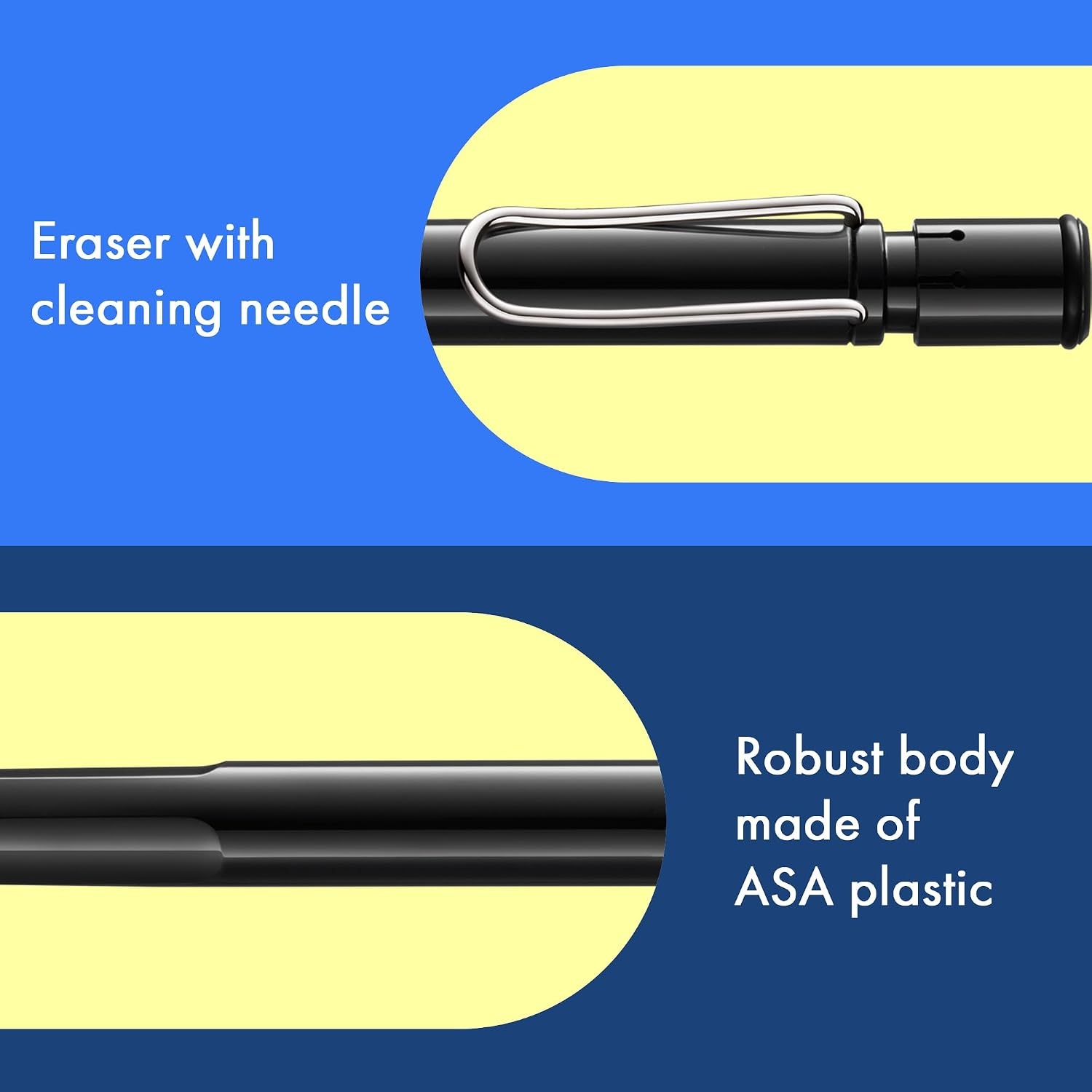 image:imageLAMY safari white Mechanical Pencil with ergonomic grip amp body made of robust ASA plastic ideal for drawing amp writing including LAMY M 41 fine line refill 05 mm amp eraser tipBlack