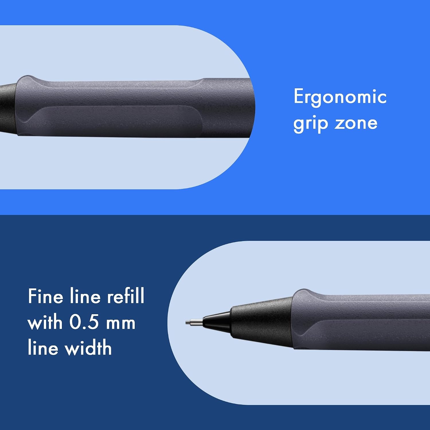 image:imageLAMY safari white Mechanical Pencil with ergonomic grip amp body made of robust ASA plastic ideal for drawing amp writing including LAMY M 41 fine line refill 05 mm amp eraser tipSteel Black