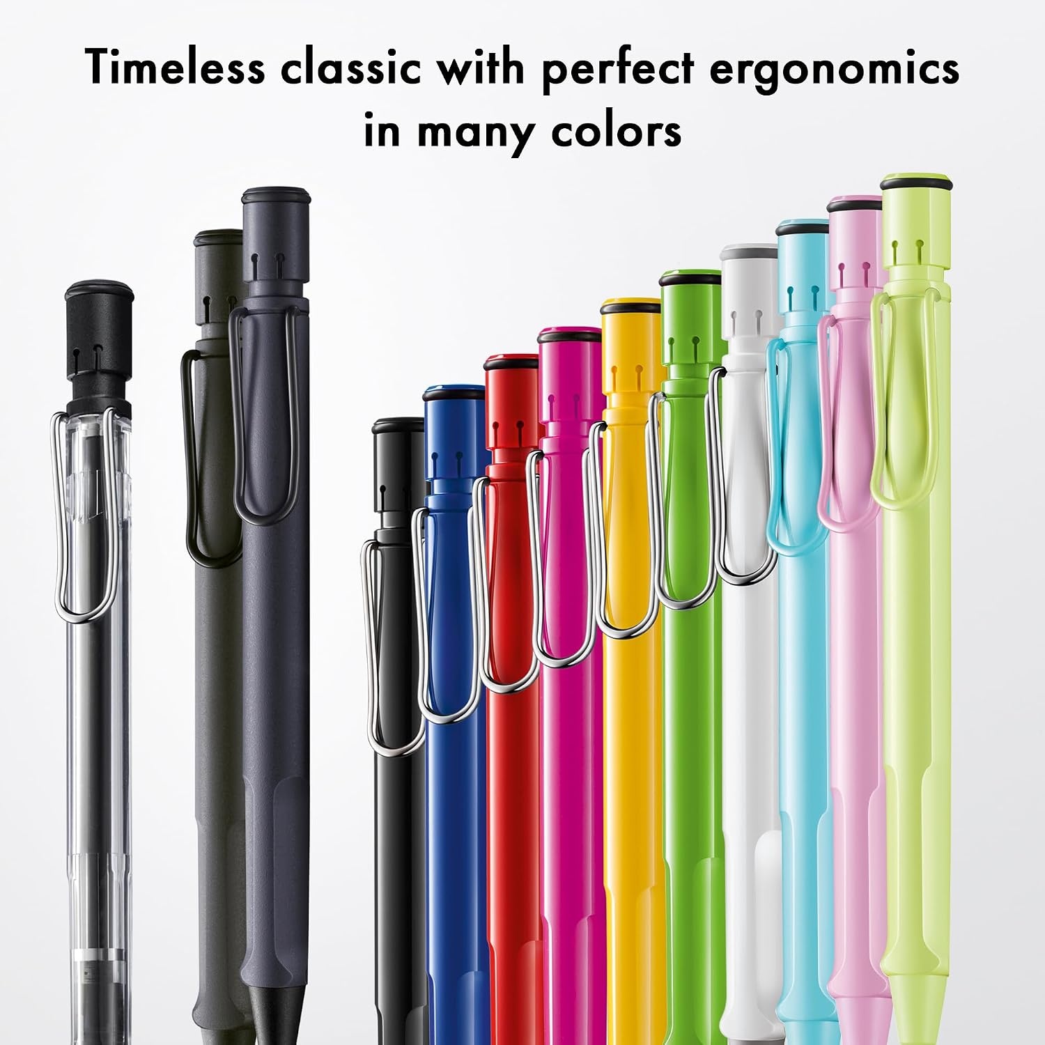image:imageLAMY safari white Mechanical Pencil with ergonomic grip amp body made of robust ASA plastic ideal for drawing amp writing including LAMY M 41 fine line refill 05 mm amp eraser tipSteel Black