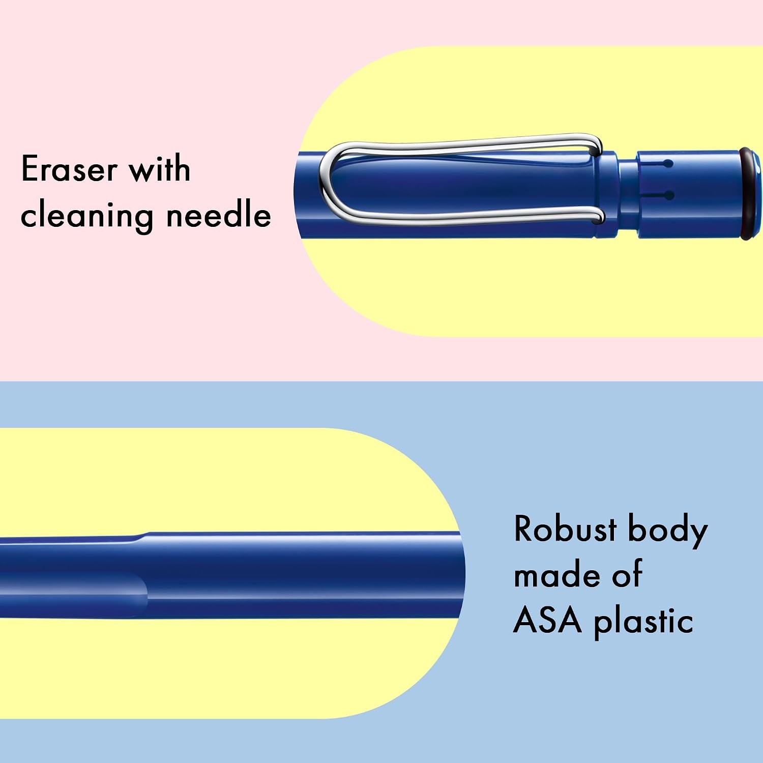 image:imageLAMY safari white Mechanical Pencil with ergonomic grip amp body made of robust ASA plastic ideal for drawing amp writing including LAMY M 41 fine line refill 05 mm amp eraser tipBlue