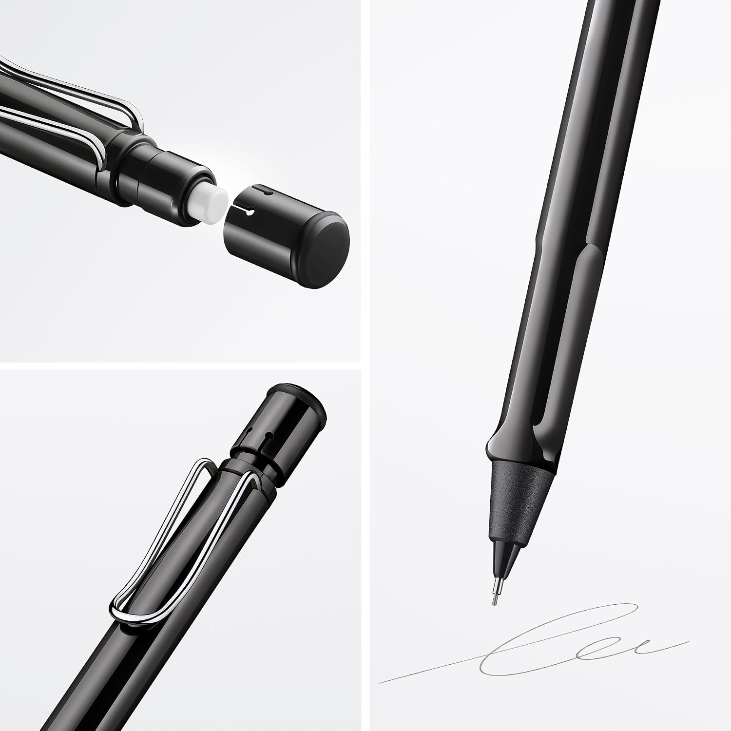 image:imageLAMY safari white Mechanical Pencil with ergonomic grip amp body made of robust ASA plastic ideal for drawing amp writing including LAMY M 41 fine line refill 05 mm amp eraser tipBlack