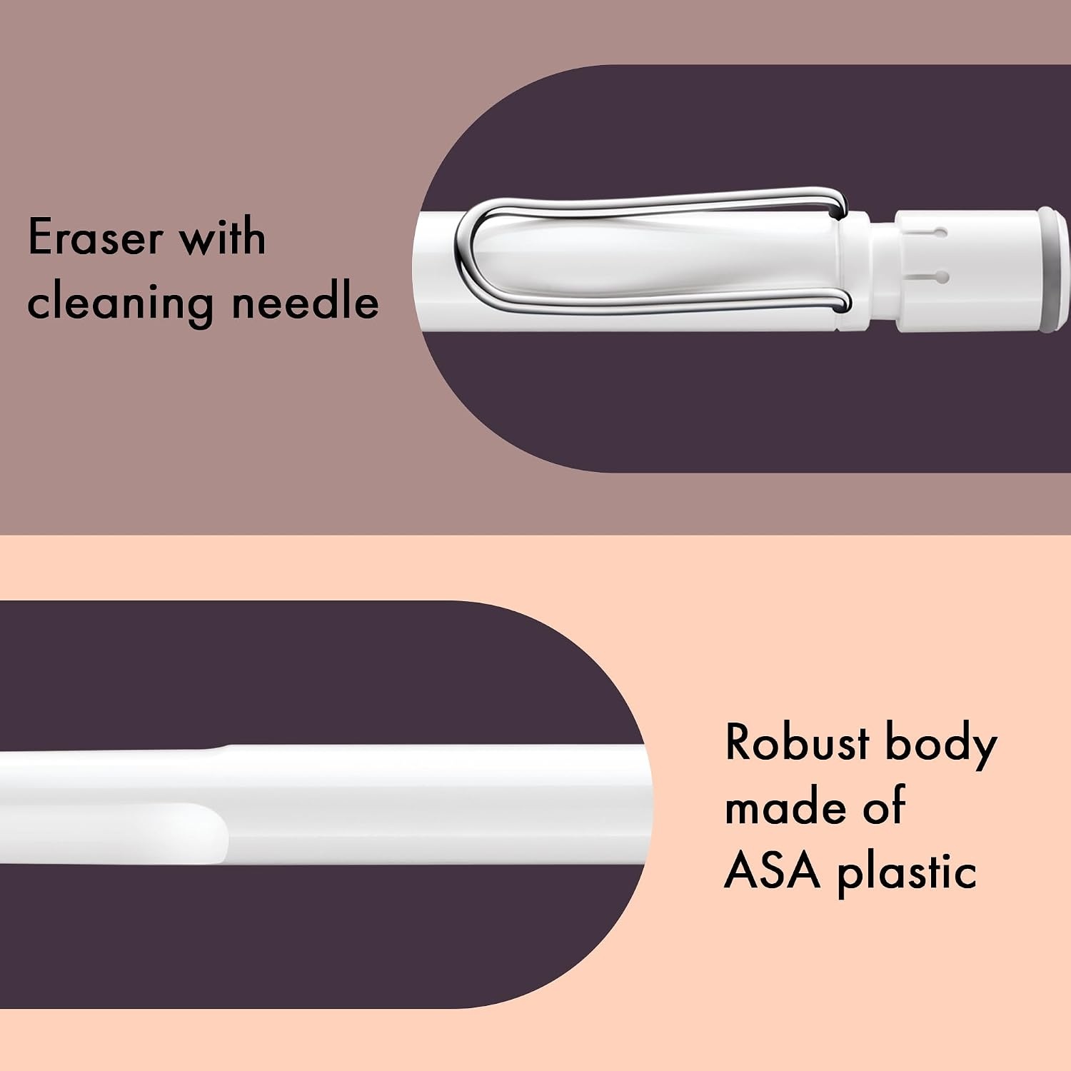 image:imageLAMY safari white Mechanical Pencil with ergonomic grip amp body made of robust ASA plastic ideal for drawing amp writing including LAMY M 41 fine line refill 05 mm amp eraser tipWhite