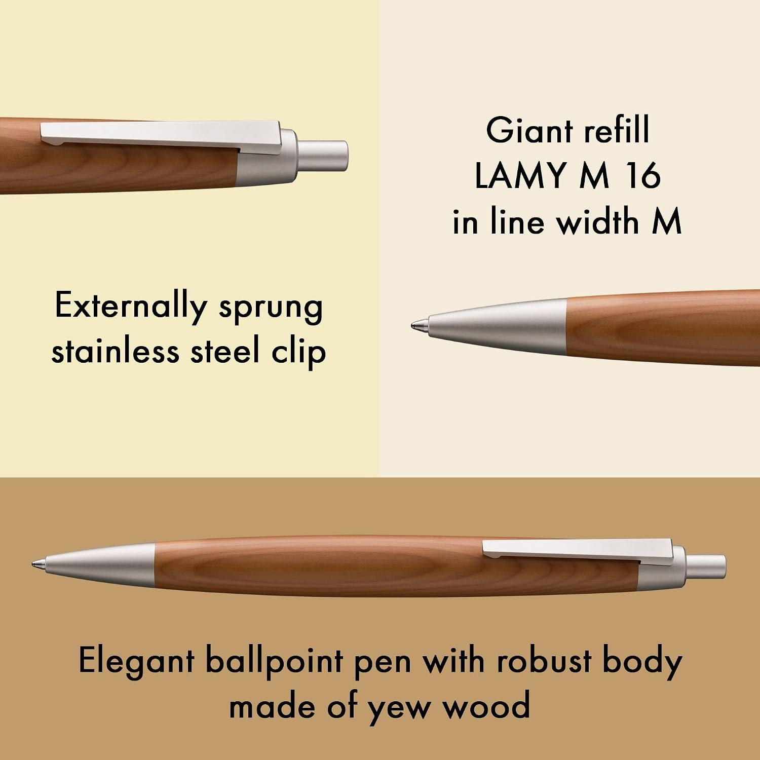 image:imageLamy 2000 black elegant ballpoint pen in robust fibreglass barrel perfectly balanced incl giant refill M 16 in line width M in blackTaxus