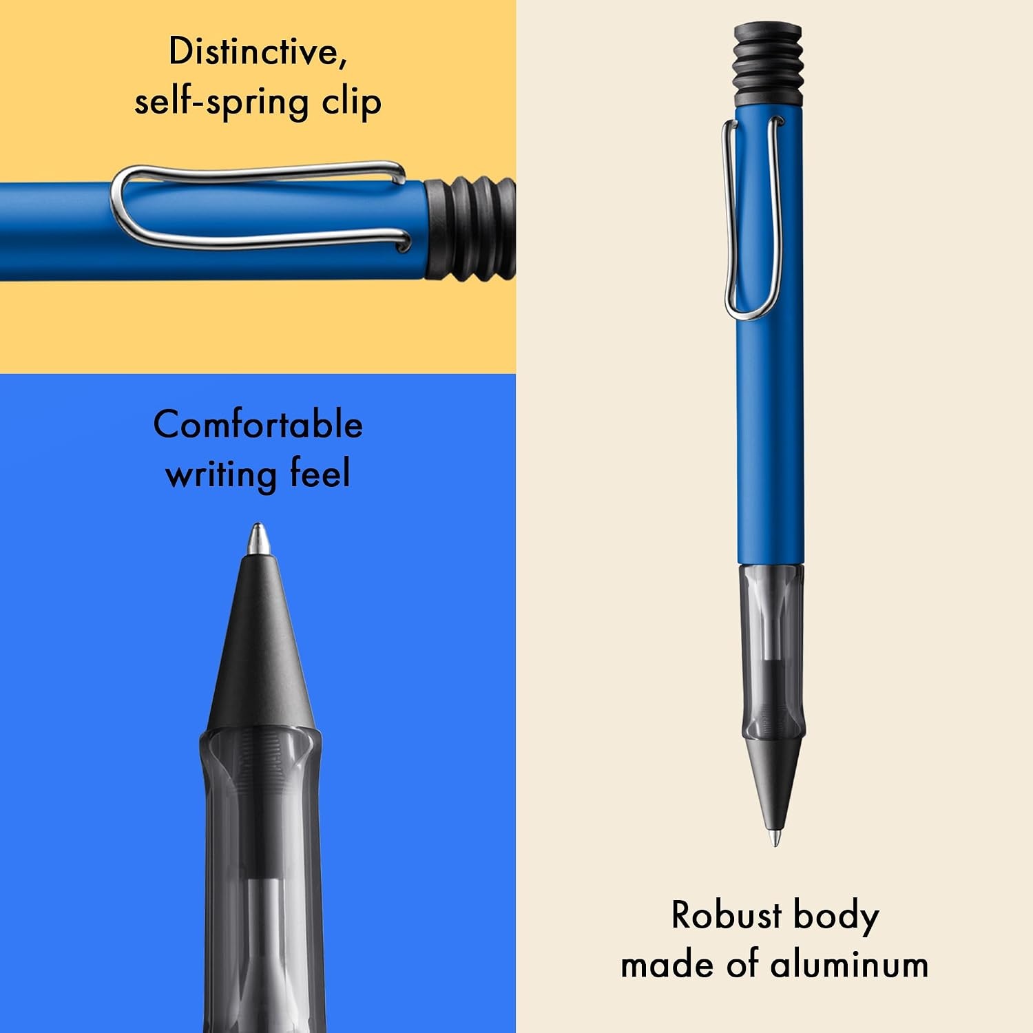image:imageLamy ALstar black purple Ballpoint Pen with transparent ergonomic grip amp line width M lightweight aluminium body including large capacity refill M 16 in blackoceanblue