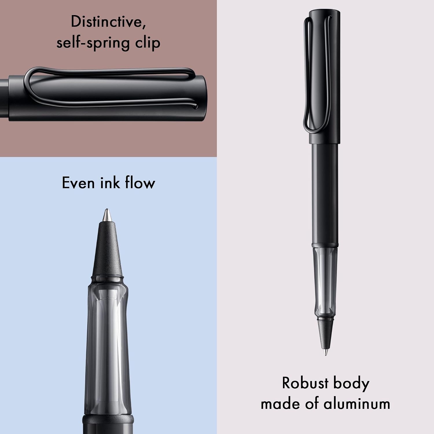 image:imageLamy ALstar black purple Rollerball Pen pen with transparent ergonomic grip amp line width M lightweight aluminum body including rollerball refill M 63 in blackblack