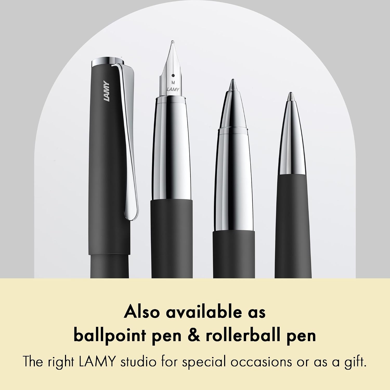 image:imageLamy studio black Fountain Pen in elegant metal body steel nib partially platinumplated amp in nib size EF incl T 10 blue ink cartridge1 Count Pack of 1
