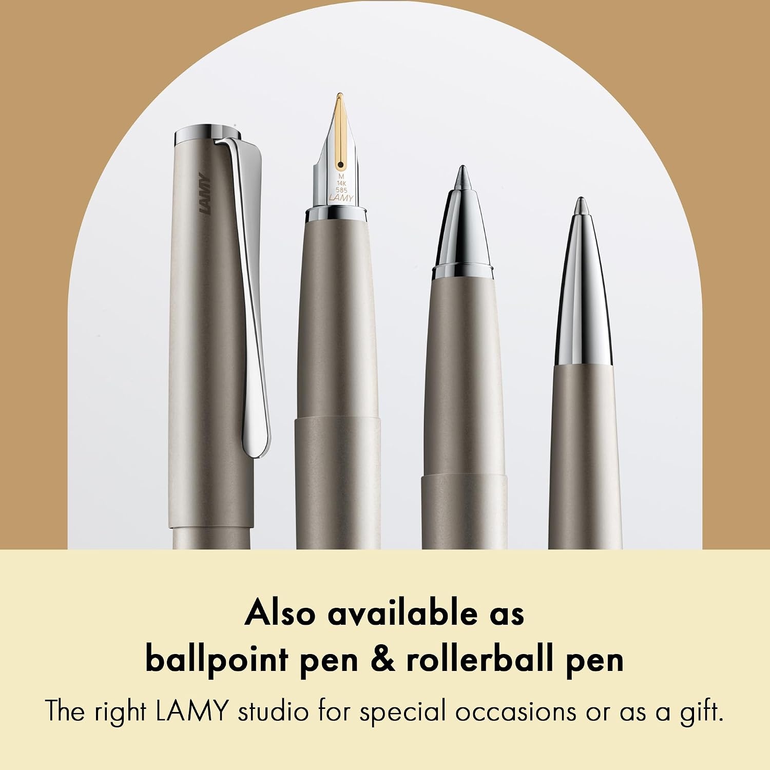image:imageLamy studio black Fountain Pen in elegant metal body steel nib partially platinumplated amp in nib size M incl T 10 blue ink cartridgePalladium