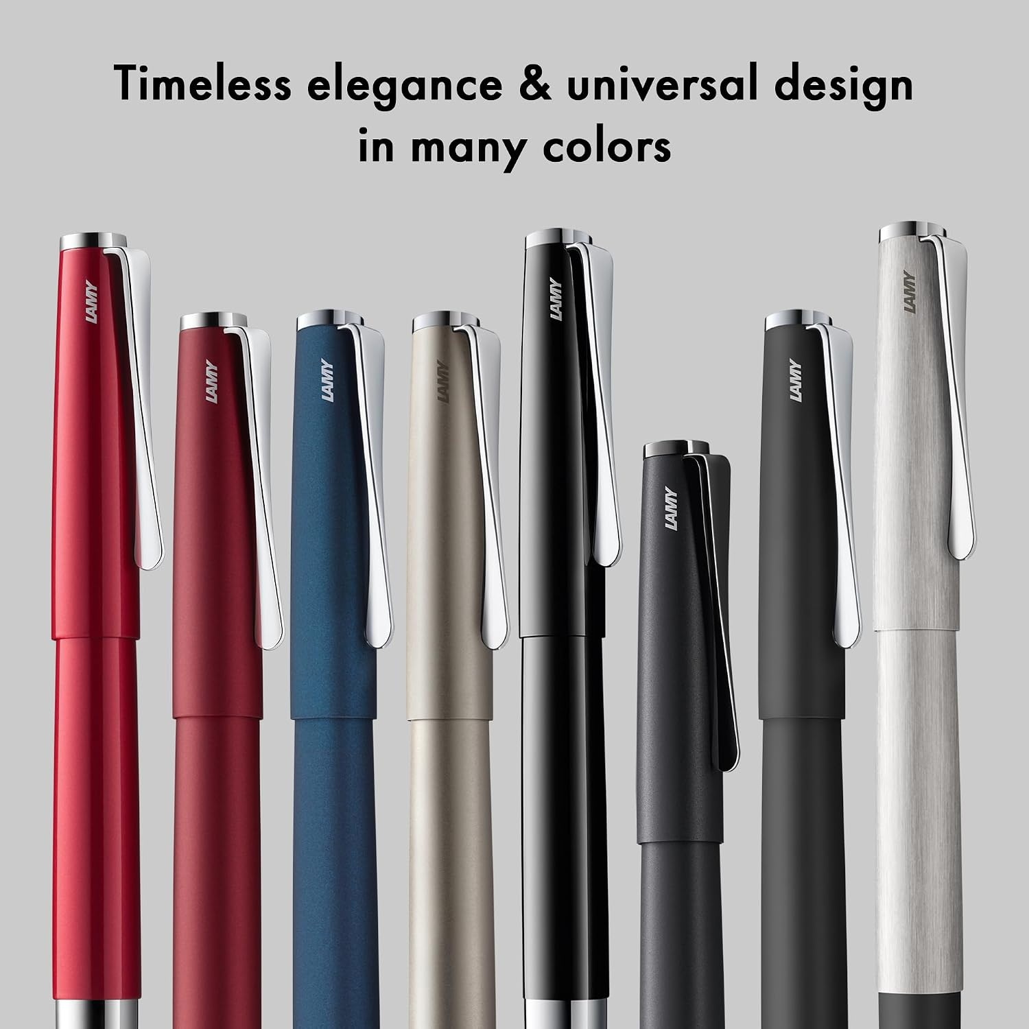image:imageLamy studio black Fountain Pen in elegant metal body steel nib partially platinumplated amp in nib size M incl T 10 blue ink cartridgepianoblack