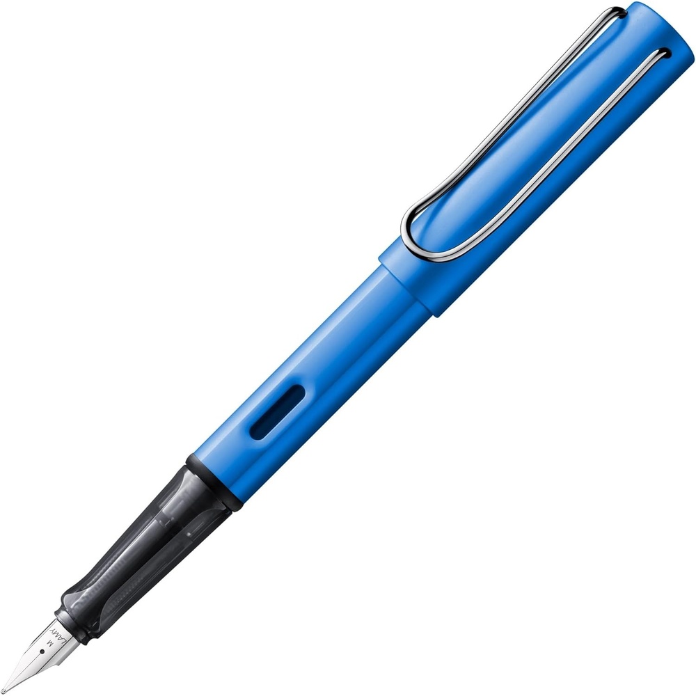 image:imageLAMY ALstar black Fountain Pen with ergonomic grip amp black steel nib in size M lightweight aluminum body including LAMY T 10 blue cartridge RightHandedoceanblue