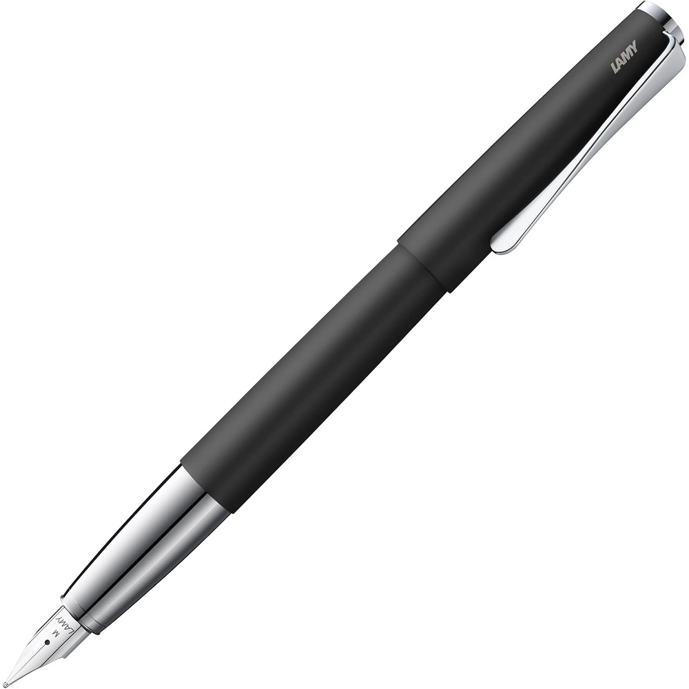 image:imageLamy studio black Fountain Pen in elegant metal body steel nib partially platinumplated amp in nib size EF incl T 10 blue ink cartridge1 Count Pack of 1
