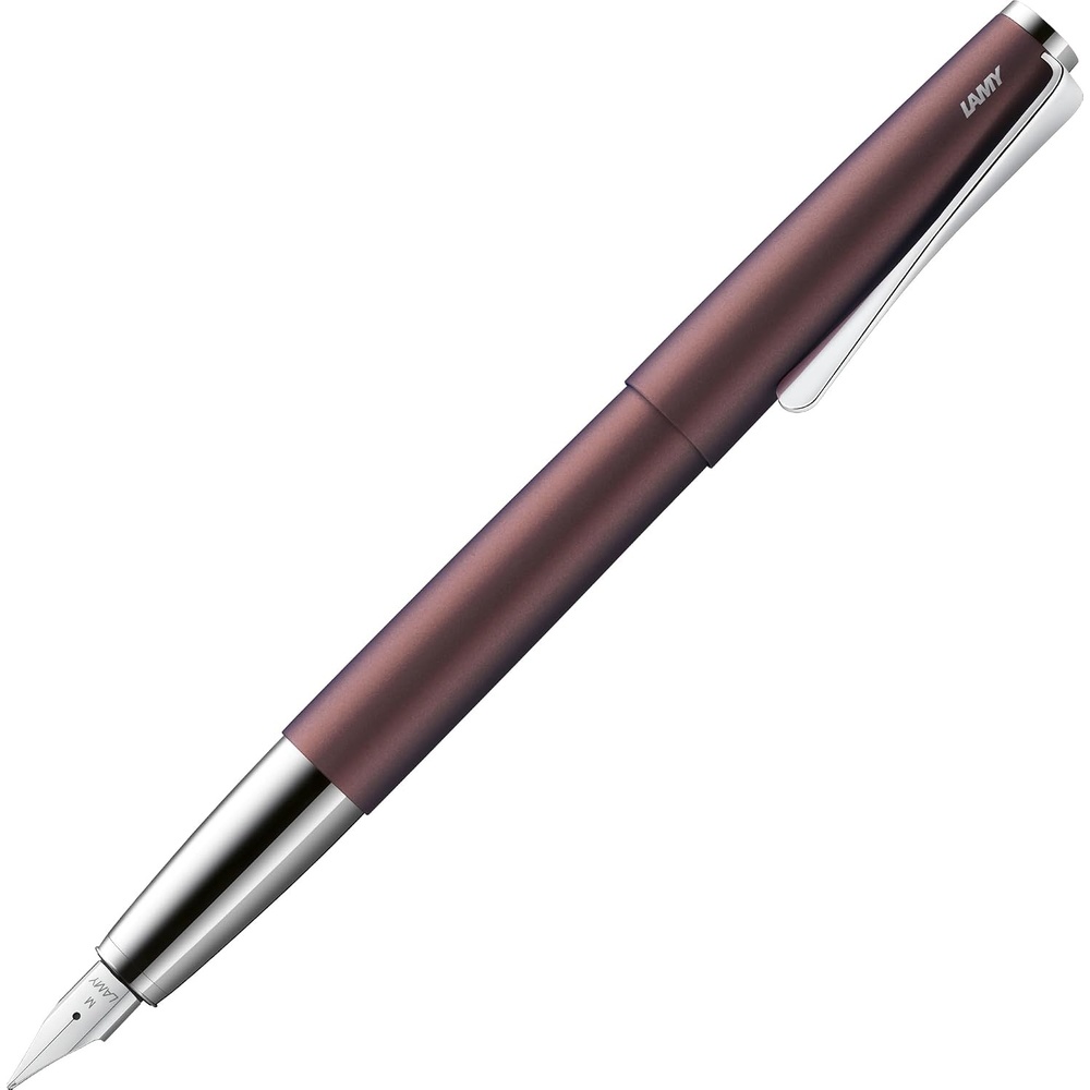 image:imageLamy studio black Fountain Pen in elegant metal body steel nib partially platinumplated amp in nib size M incl T 10 blue ink cartridgeorion matt