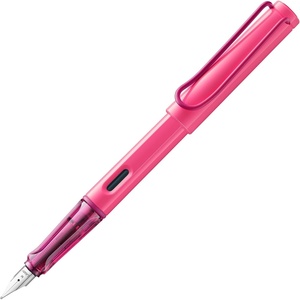 image:imageLAMY safari umbra  Fountain Pen with ergonomic grip amp black steel nib in size M  ideal for any Writing amp Calligraphy  including LAMY T 10 blue cartridge  RightHandedneonpink