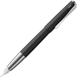 image:imageLamy studio black  Fountain Pen in elegant metal body  steel nib partially platinumplated amp in nib size M  incl T 10 blue ink cartridgeblack