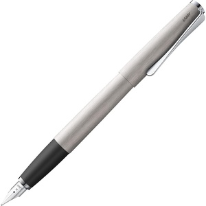 image:imageLamy studio black  Fountain Pen in elegant metal body  steel nib partially platinumplated amp in nib size M  incl T 10 blue ink cartridgebrushed