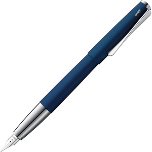 image:imageLamy studio black  Fountain Pen in elegant metal body  steel nib partially platinumplated amp in nib size M  incl T 10 blue ink cartridgeimperialblue