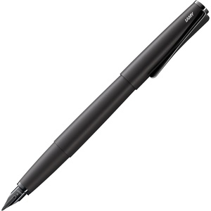 image:imageLamy studio black  Fountain Pen in elegant metal body  steel nib partially platinumplated amp in nib size M  incl T 10 blue ink cartridgelxallblack