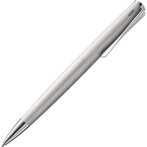 image:imageLamy studio black  ballpoint pen in elegant stainless steel casing  with propellershaped clip  incl giant refill M 16 in line width M in blackbrushed