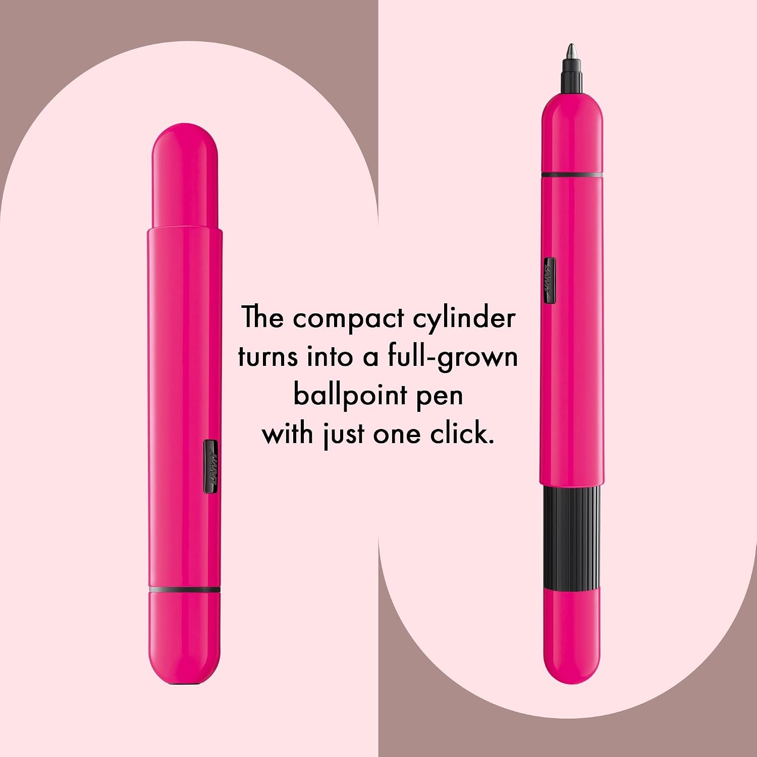 image:imageLAMY Pico 288 Small Pocket Ballpoint Pen Metal in Lacquer Finish in Laser Orange with Push Mechanism Includes Compact Refill Lamy M 22 Line Width M in Black Pack of 1Neon Pink