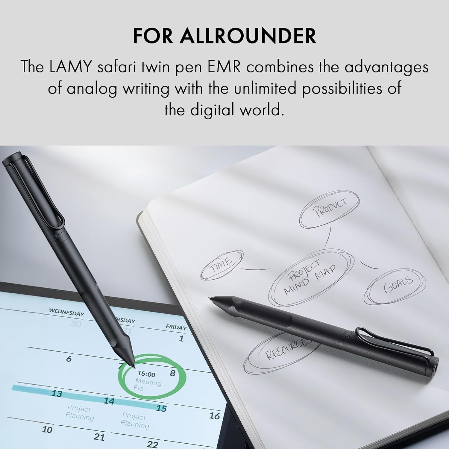 image:imageLAMY Safari Twin Pen EMR All Black PCEL tip 2in1 Stylus Pen for Many Android Devices amp Ballpoint Pen in one with Ergonomic Grip Writing amp Drawing on Digital Media amp PaperPOM tip