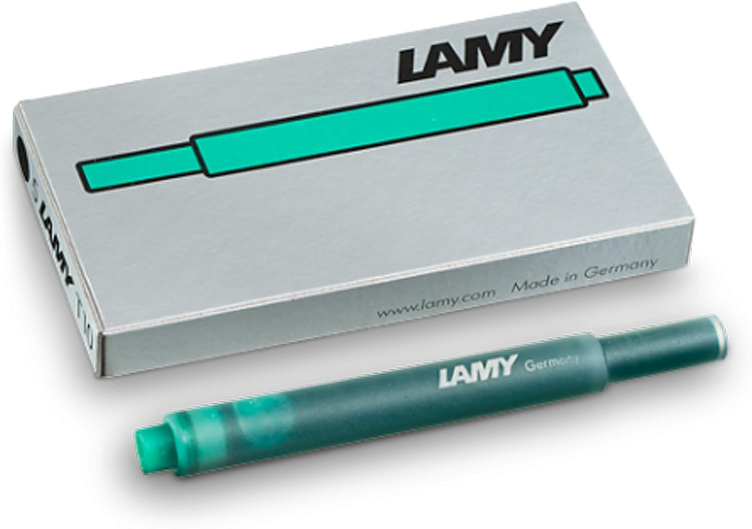 image:imageLAMY T10 Ink cartridges with Large Ink Capacity Suitable for All Lamy Fountain Pen Models Contents 125 ml per Cartridge 5 Pieces per Pack Ink Color Turquoisegreen