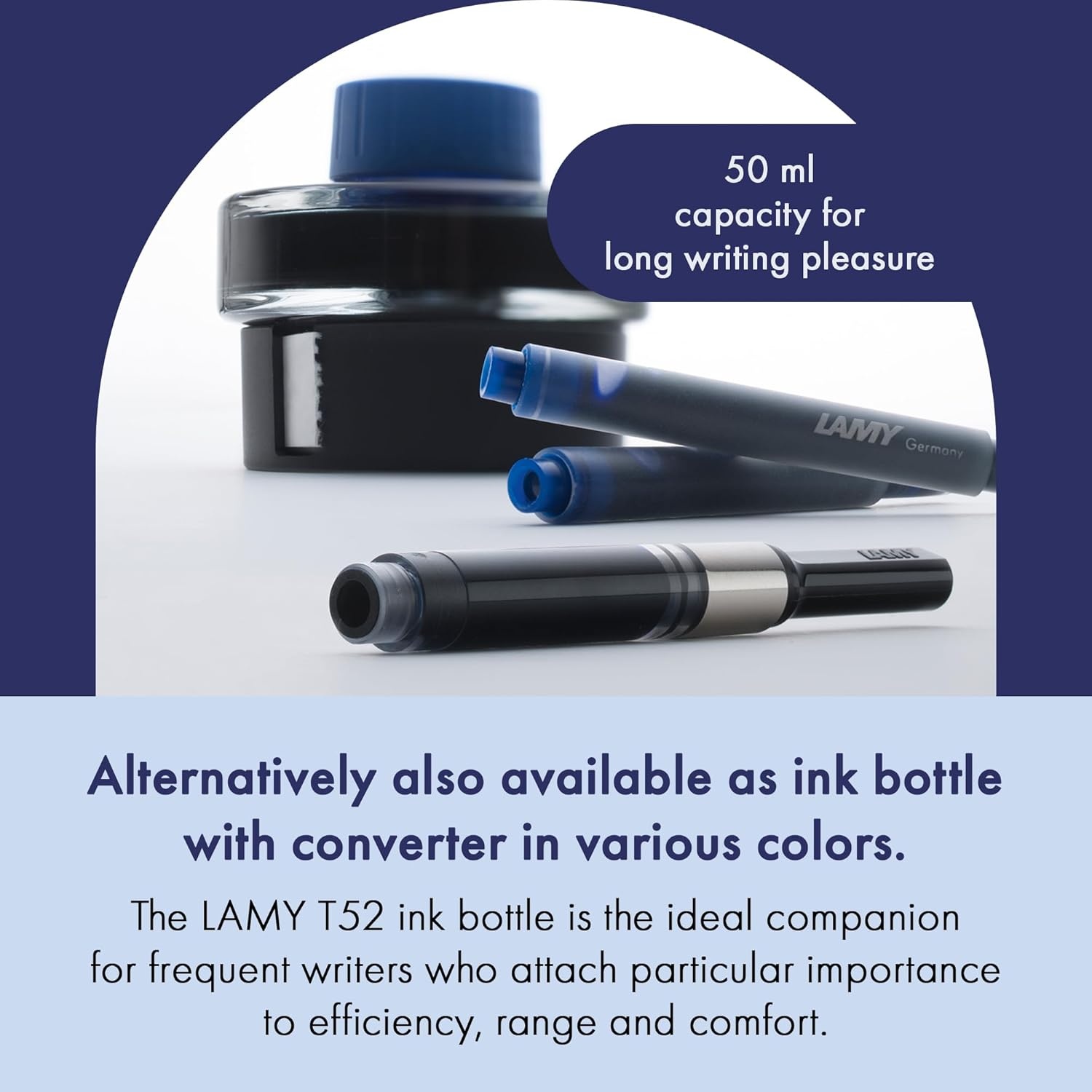 image:imageLAMY T10 Ink cartridges with Large Ink Capacity Suitable for All Lamy Fountain Pen Models Contents 125 ml per Cartridge 5 Pieces per Pack Ink Color TurquoisePlastic