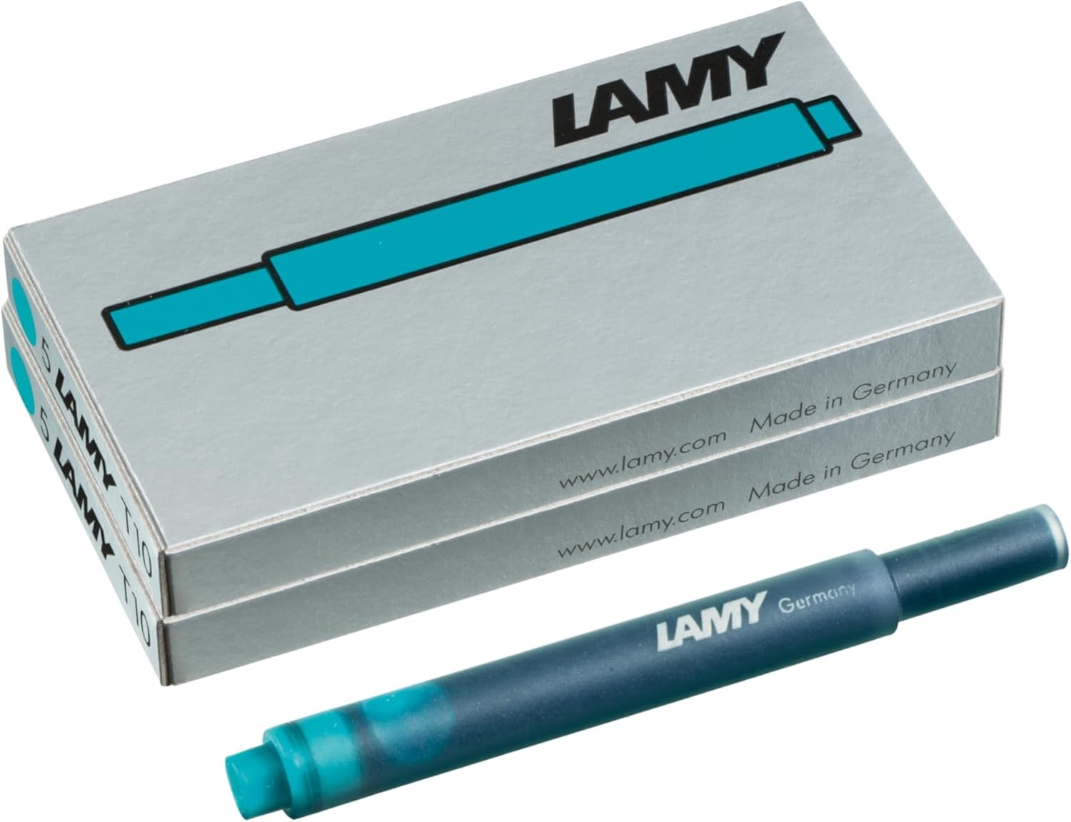 image:imageLAMY T10 Ink cartridges with Large Ink Capacity Suitable for All Lamy Fountain Pen Models Contents 125 ml per Cartridge 5 Pieces per Pack Ink Color Turquoiseturquoise