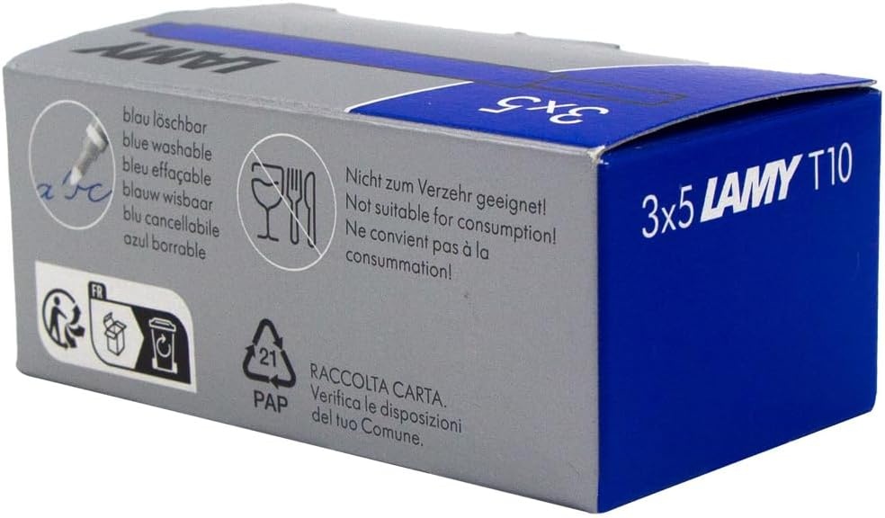 image:imageLAMY T10 Ink cartridges with Large Ink Capacity Suitable for All Lamy Fountain Pen Models Contents 125 ml per Cartridge 5 Pieces per Pack Ink Color Turquoiseblue