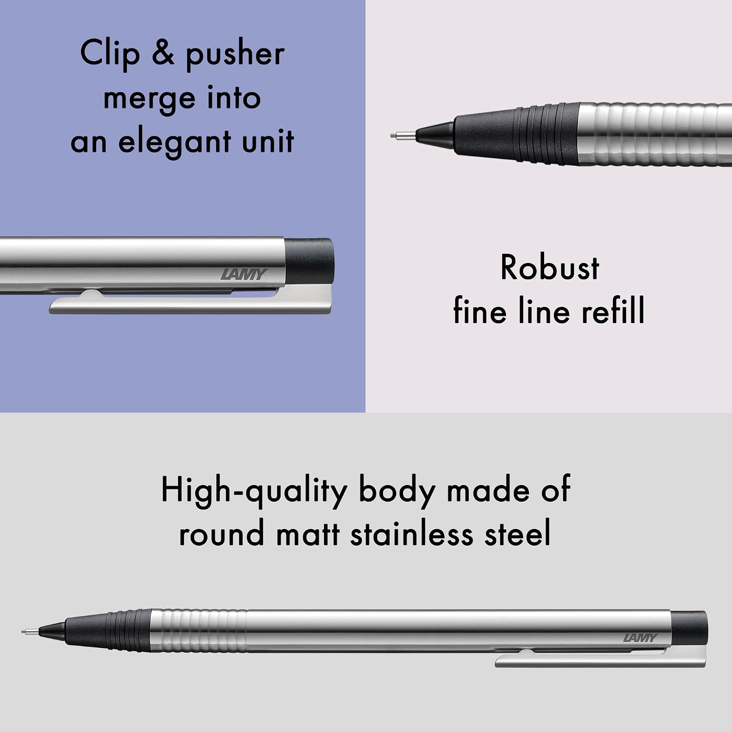 image:imageLAMY logo brushed timeless Mechanical Pencil with high functionality amp case made of robust stainless steel including LAMY M 40 fineline refill 07 mmmatt black
