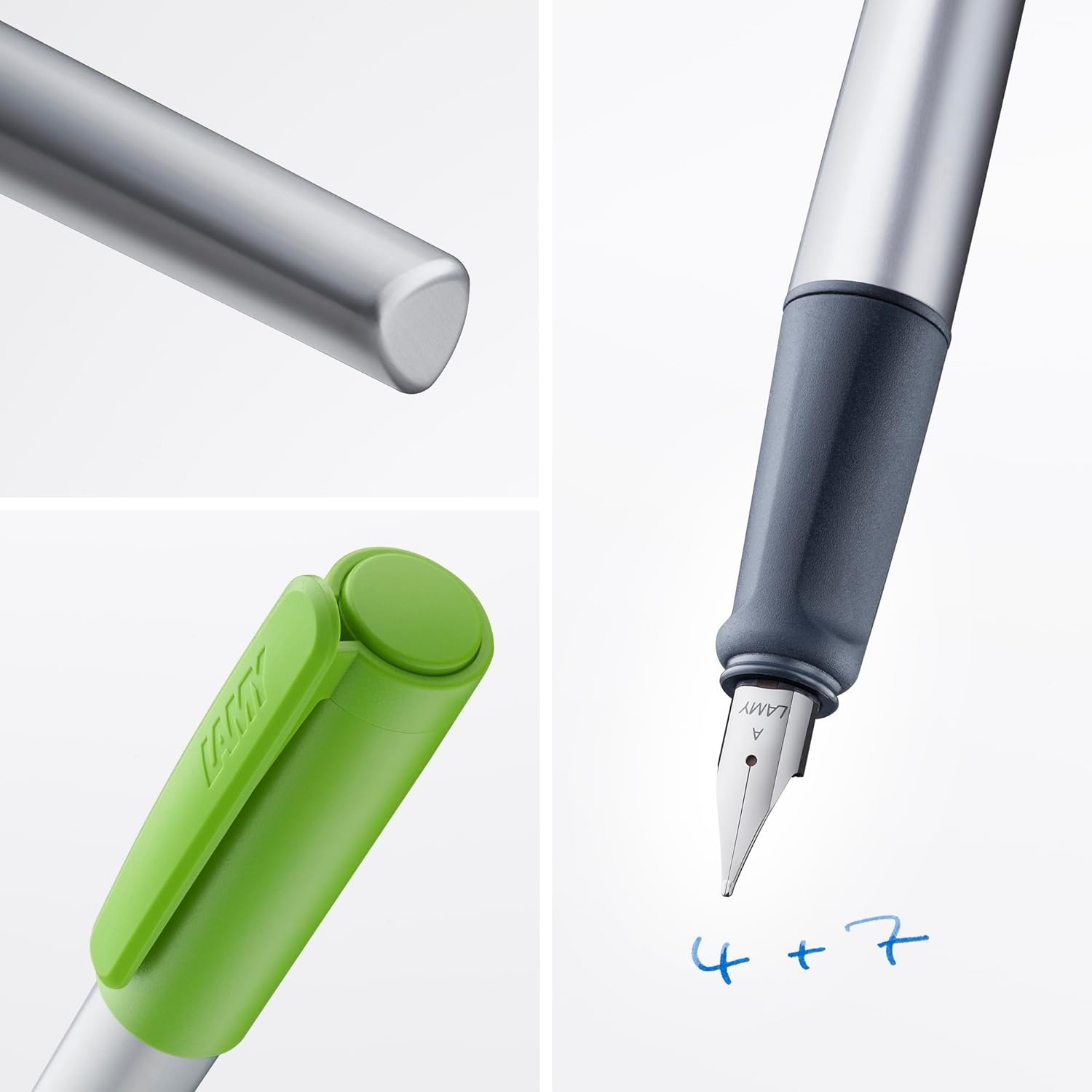 image:imageLAMY nexx azure Fountain Pen with slipproof grip amp polished steel nib in size M triangular aluminum body including LAMY T 10 blue cartridge RightHandedlime