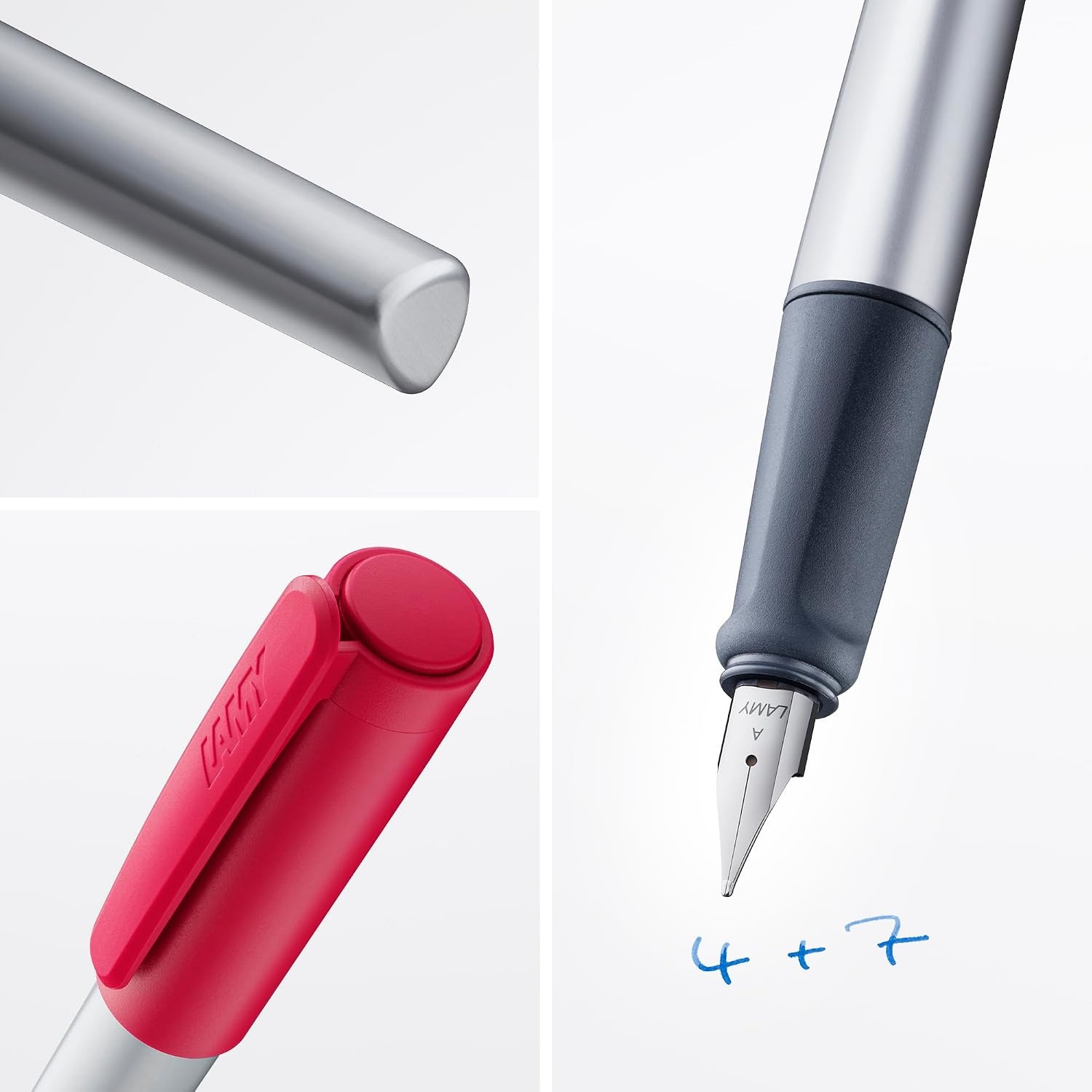 image:imageLAMY nexx azure Fountain Pen with slipproof grip amp polished steel nib in size M triangular aluminum body including LAMY T 10 blue cartridge RightHandedcrimson