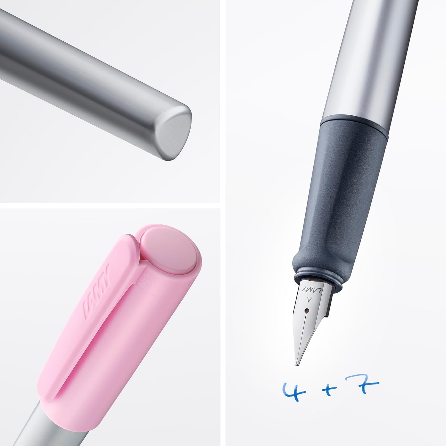 image:imageLAMY nexx azure Fountain Pen with slipproof grip amp polished steel nib in size M triangular aluminum body including LAMY T 10 blue cartridge RightHandedrose