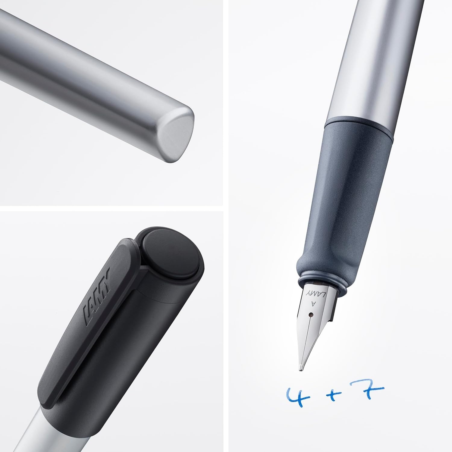 image:imageLAMY nexx azure Fountain Pen with slipproof grip amp polished steel nib in size M triangular aluminum body including LAMY T 10 blue cartridge RightHandedblack