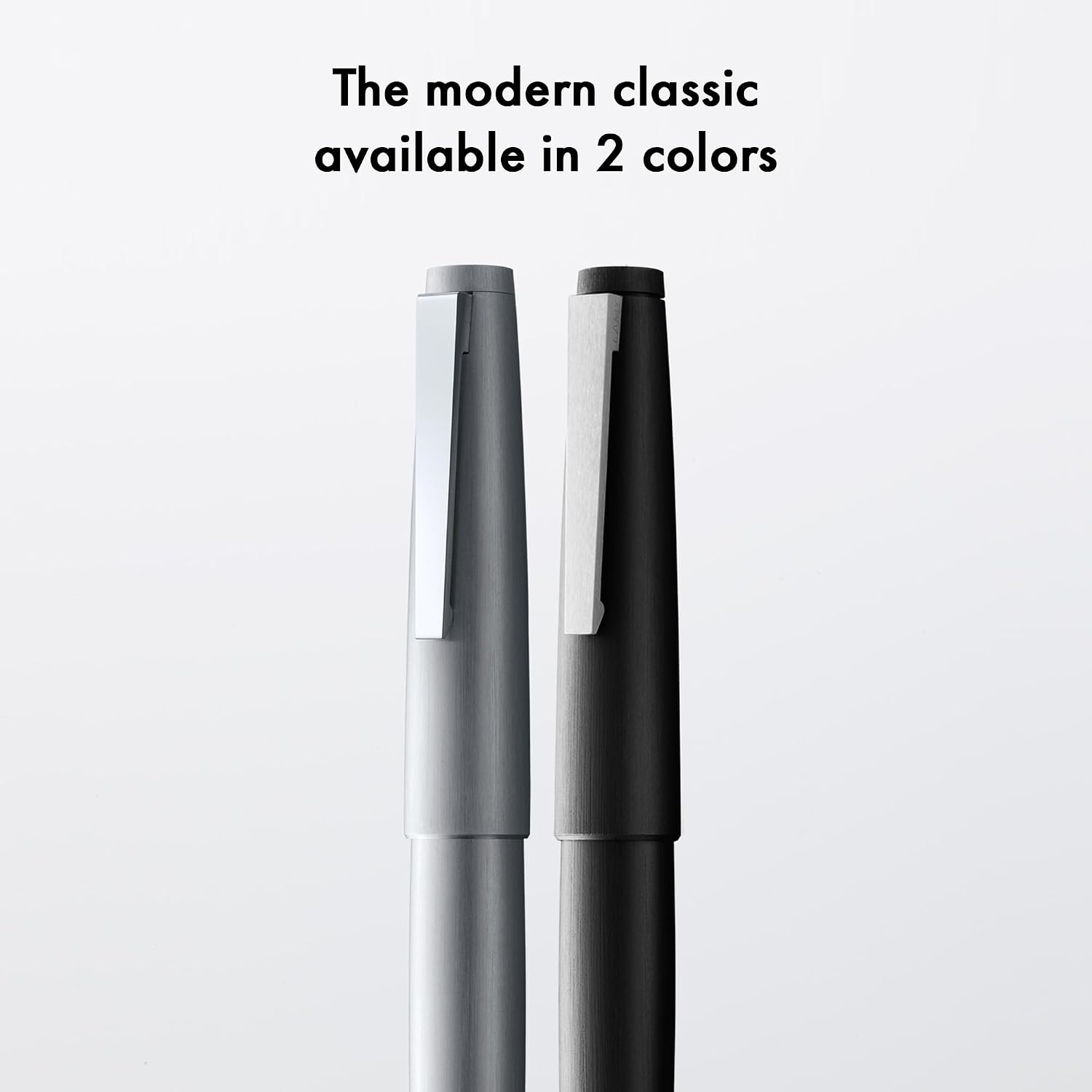 image:imageLamy 2000 silver elegant fountain pen in a velvety matt polished stainless steel barrel 14 ct gold nib partially platinumplated nib size OBB