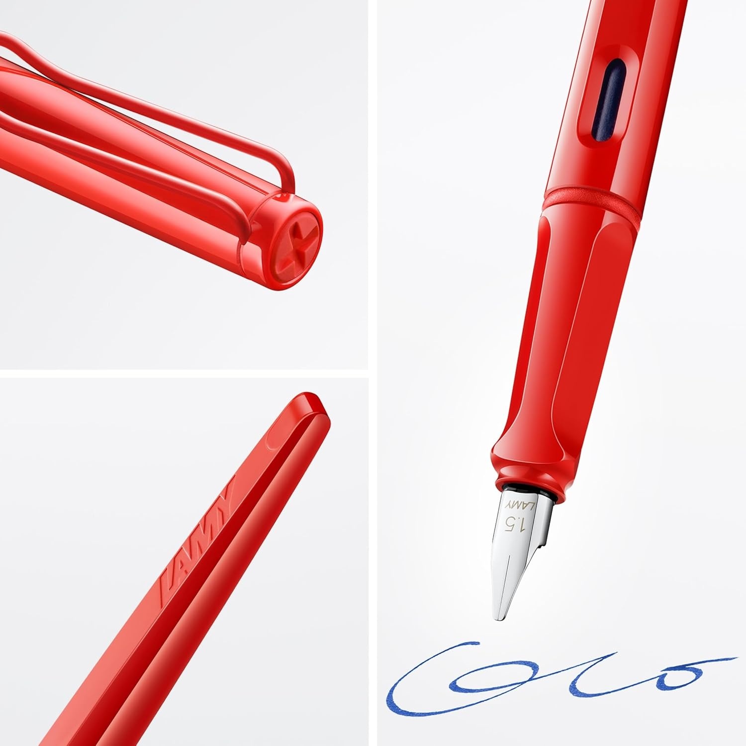 image:imageLamy joy black calligraphy fountain pen with ergonomic grip amp polished steel nib in line width 15 mm Calligraphy Fountain Pen with ribbon nib incl ink cartridge T 10 bluestrawberry