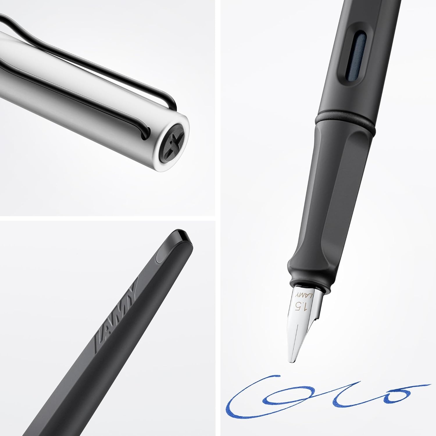 image:imageLamy joy black calligraphy fountain pen set fountain pen with 3 different nibs 111519 mm calligraphy pen with ribbon nib amp ergonomic grip incl 5 T 10 blue ink cartridgesAL Black