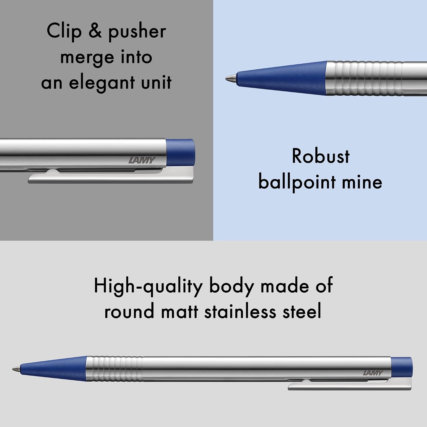 image:imageLamy logo matt green Ballpoint Pen in an elegant amp robust stainless steel case line width M including large capacity refill M 16 in greenmatt blue